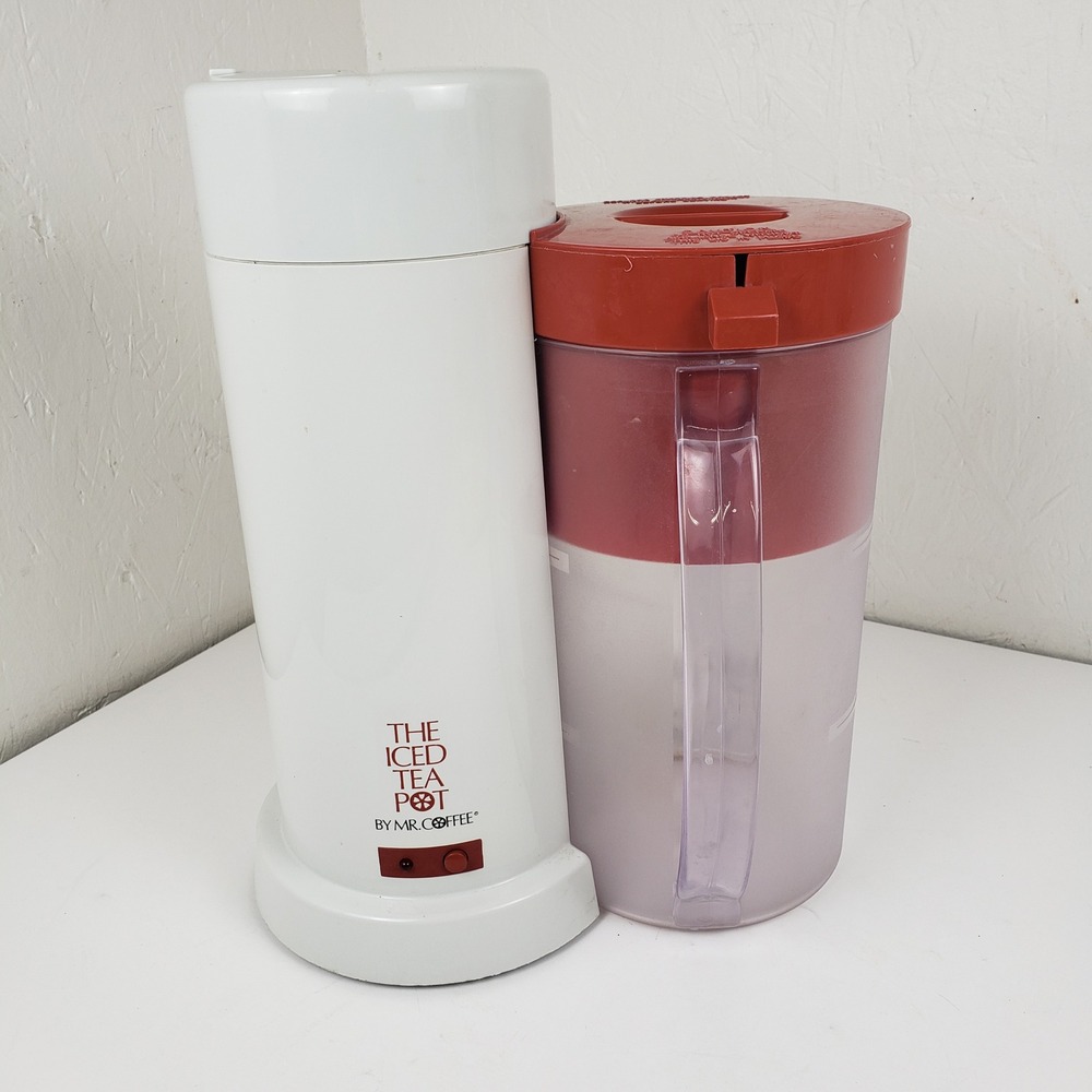 Mr. Coffee The Iced Tea Pot Model TM1 White Red 2 Quart Brewer Made in USA